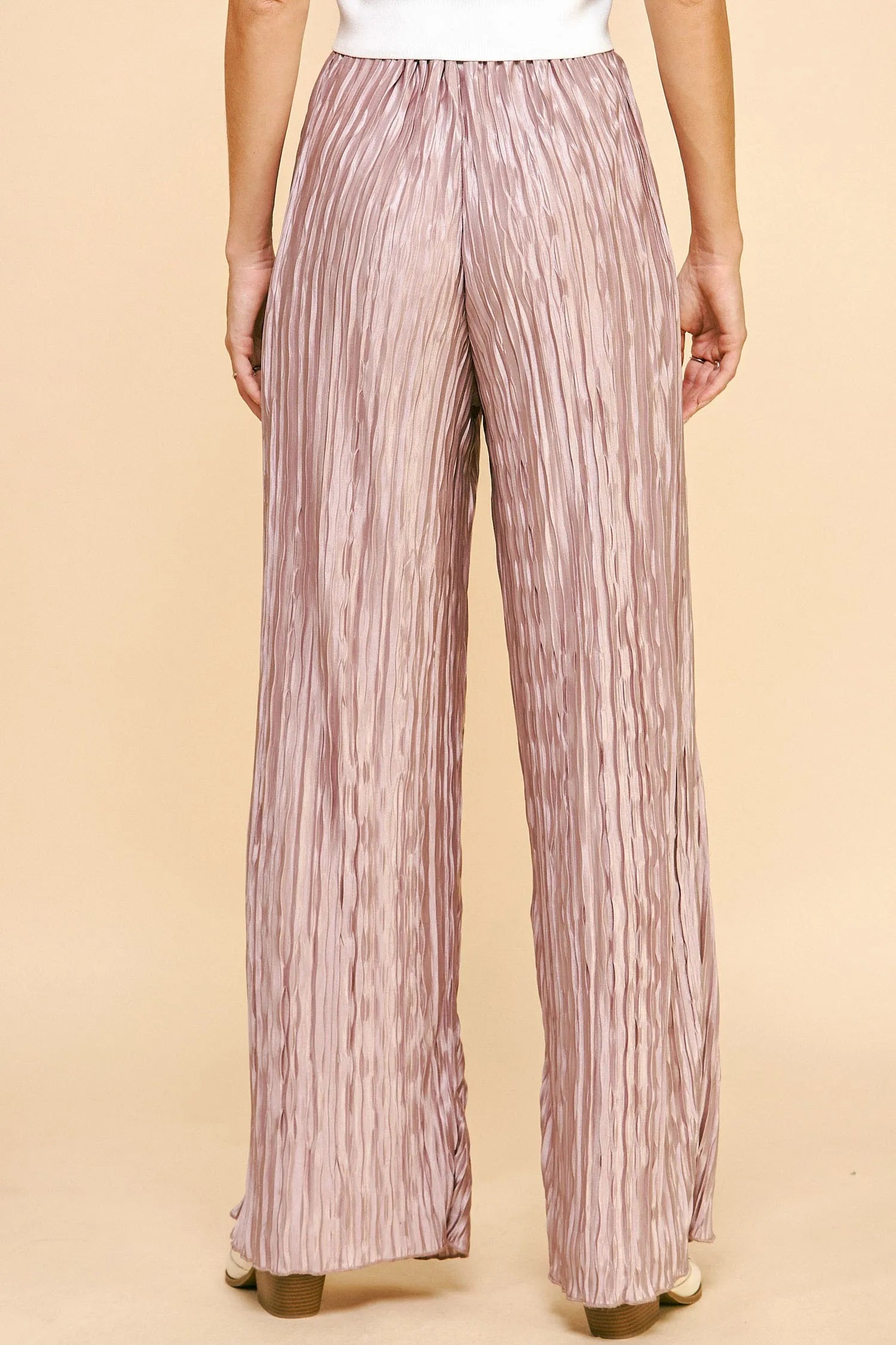 Davi & Dani Geo-pleated Elastic Waistband Pants OutfitFlow