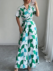 Printed Wide Leg Belted Jumpsuit OutfitFlow