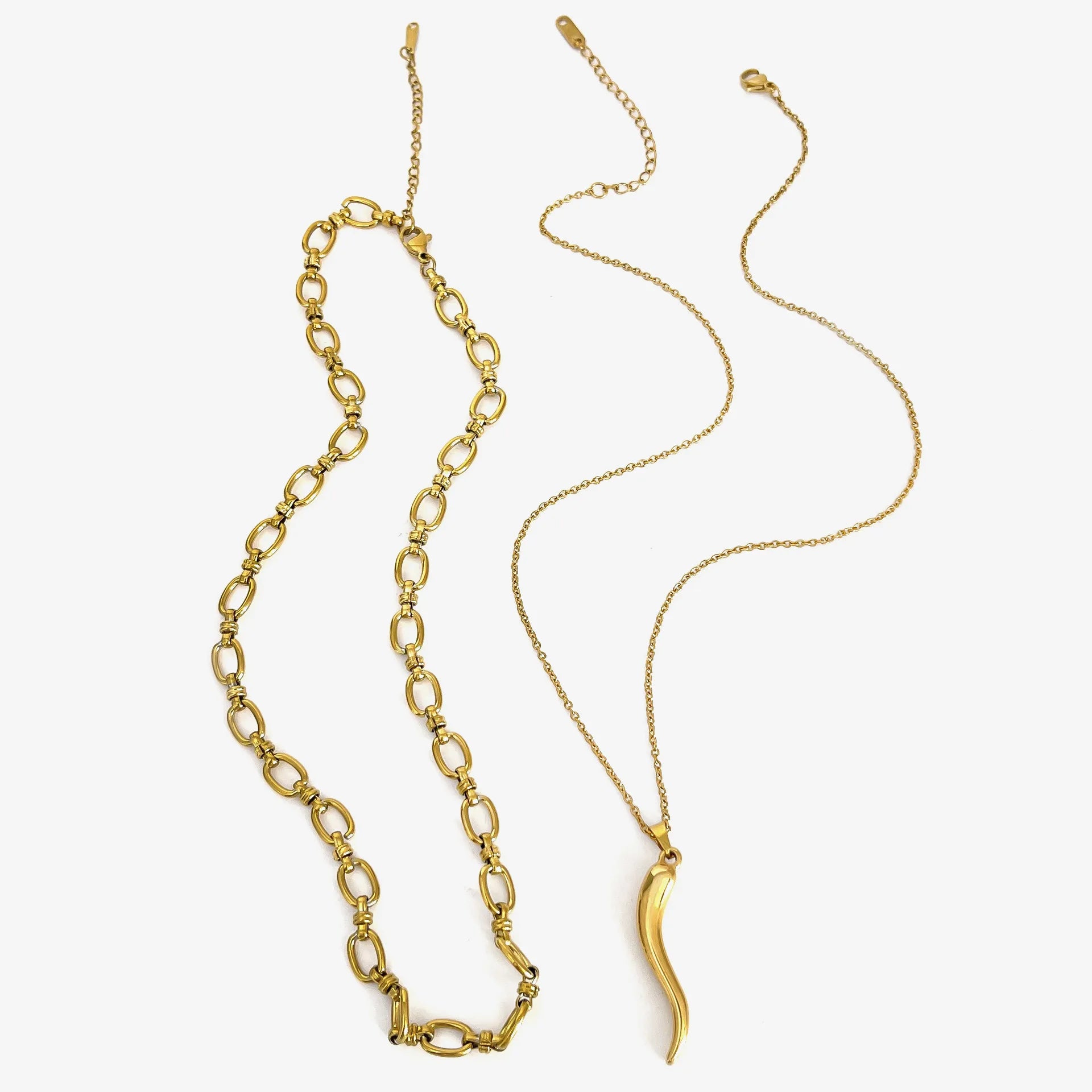 2-Piece 18K Gold-Plated Pepper Pendant Necklace OutfitFlow