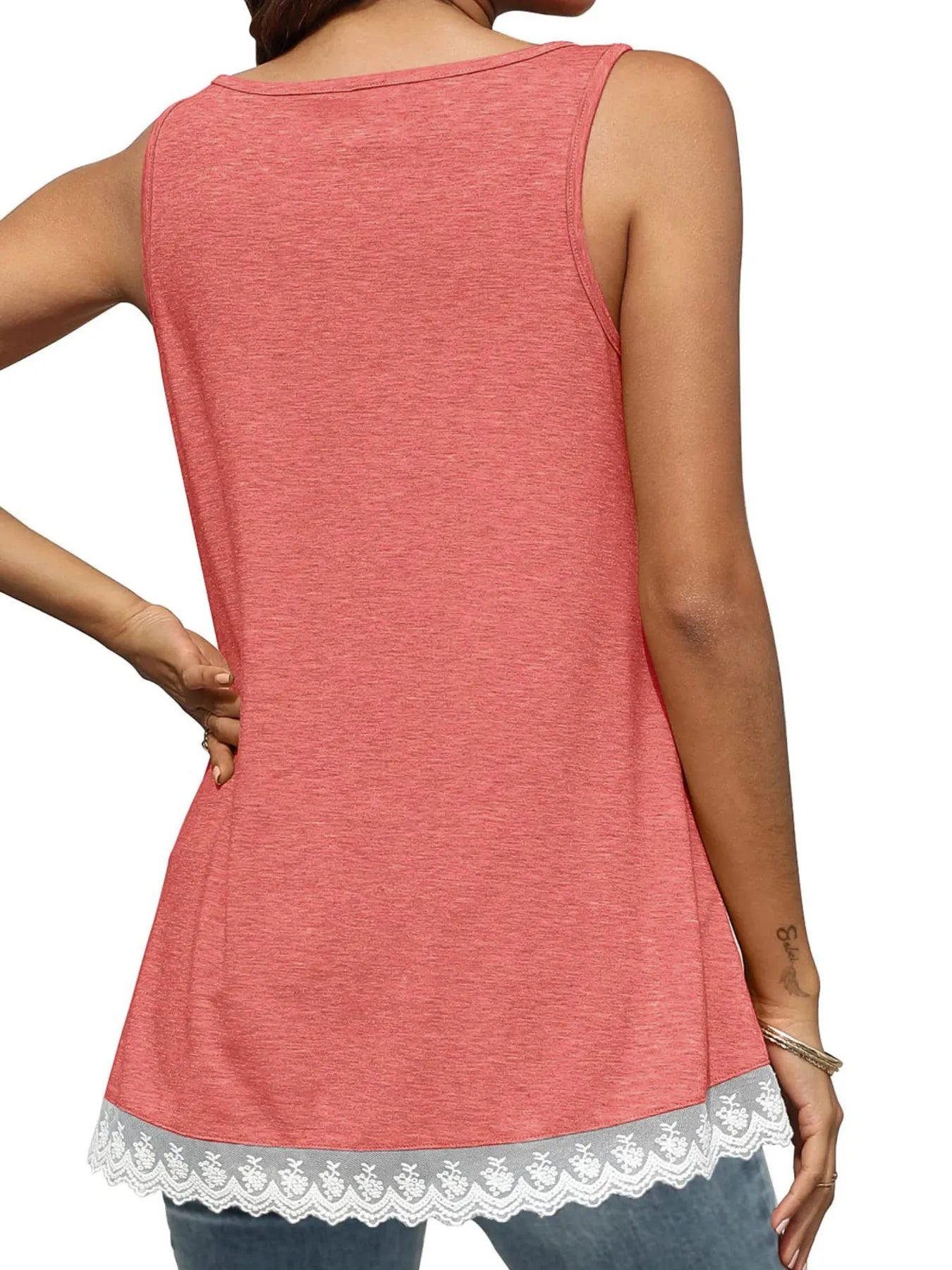 Lace Trim Wide Strap Tank Top OutfitFlow