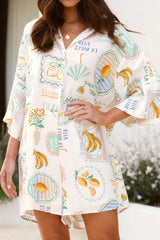 Printed 3/4 Sleeve Romper OutfitFlow