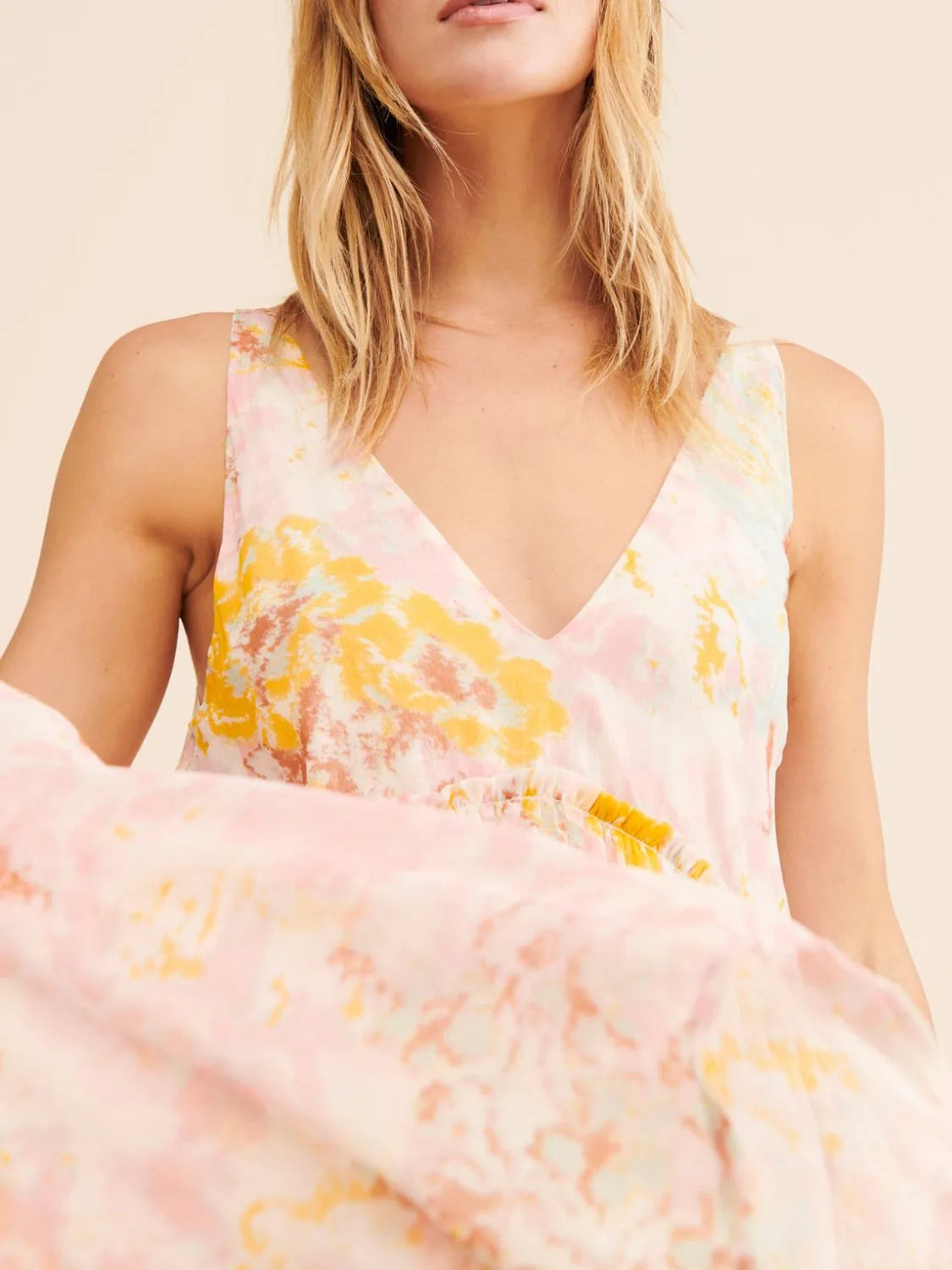 Printed V-Neck Sleeveless Dress OutfitFlow