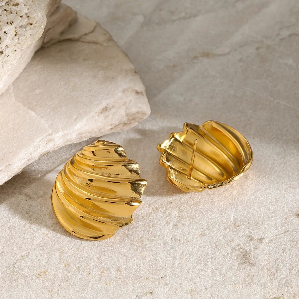 Stainless Steel Shell Shape Stud Earrings OutfitFlow