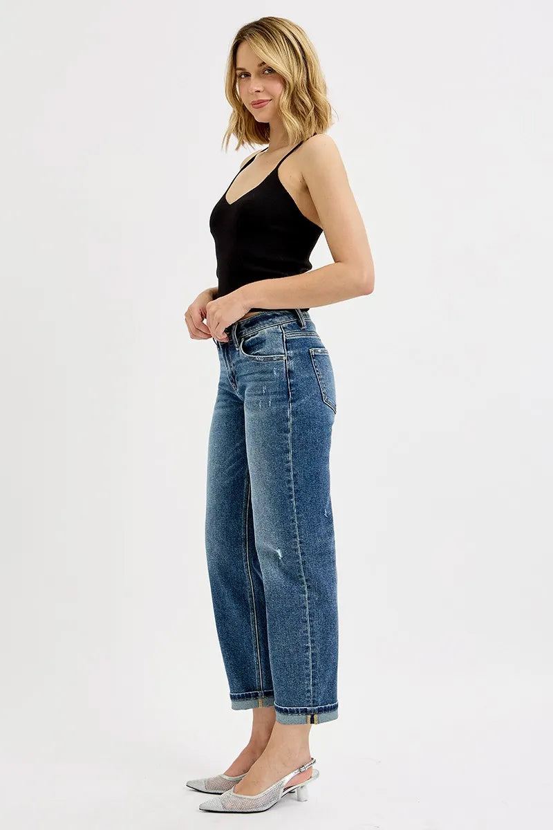 RISEN Full Size Low Rise Crop Boyfriend Jeans Plus Size OutfitFlow