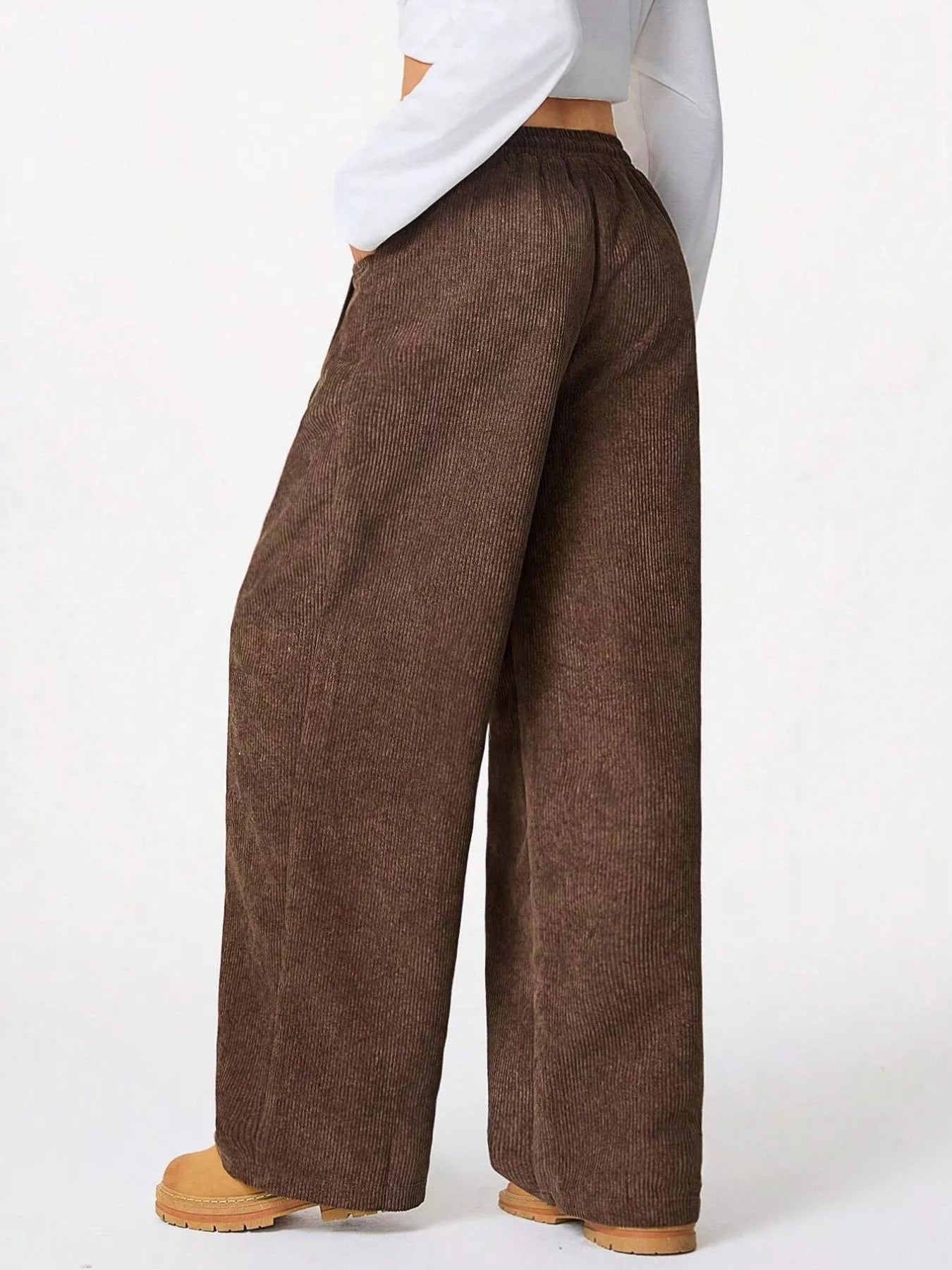 Wide Leg Corduroy Drawstring Pants OutfitFlow