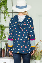 Outfit Flow - Celeste Full Size Polka Dot Drawstring Hoodie