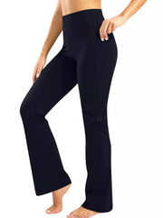 High-Waisted Yoga Pants with Pockets Black OutfitFlow