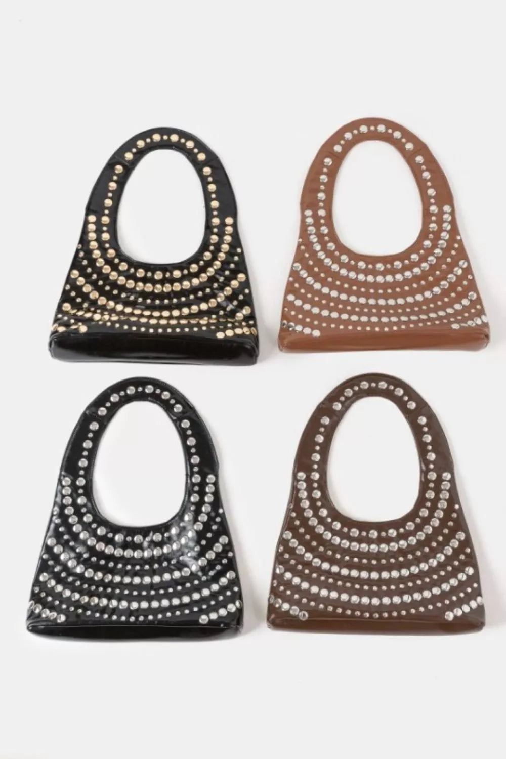 Fame Multi Rivet Shoulder Bag OutfitFlow