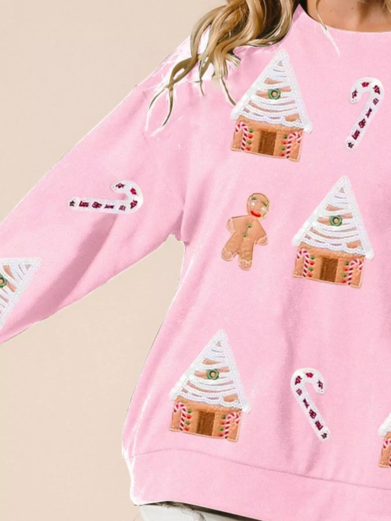 Christmas Gingerbread House Sequin Sweatshirt OutfitFlow