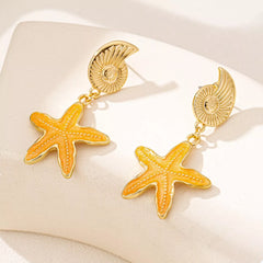 Ocean Shell Starfish Drop Earrings OutfitFlow