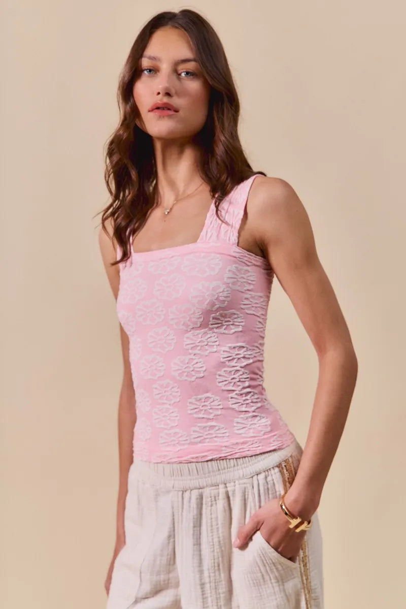 SO ME Two Tone Floral Seamless Tank Top OutfitFlow