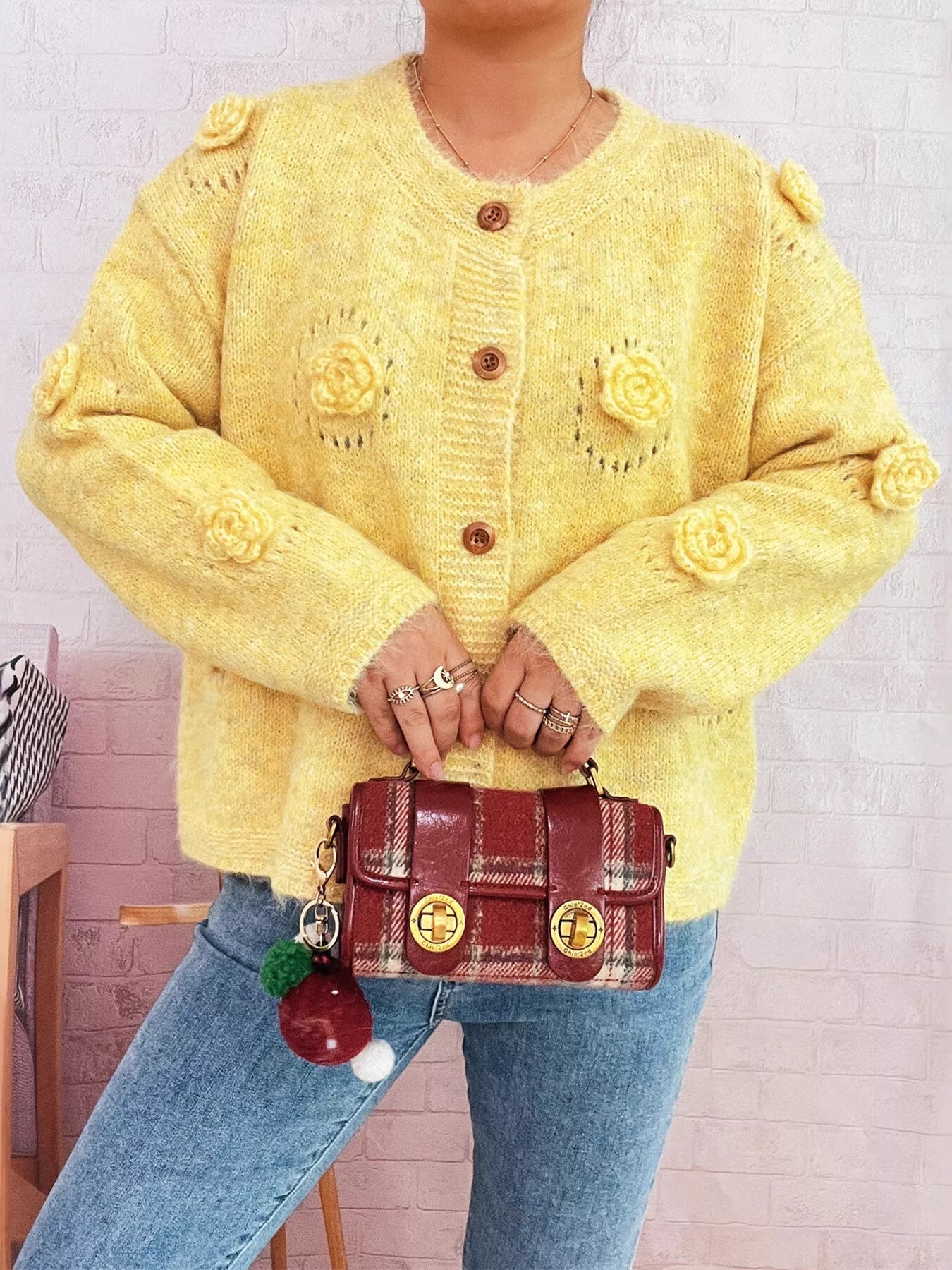 Flower Button-Up Cardigan OutfitFlow