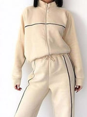 Full Size Zip Up Long Sleeve Top and Pants Set Plus Size OutfitFlow
