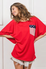 BiBi French Terry With Front Pocket Dolman Sleeves Top OutfitFlow