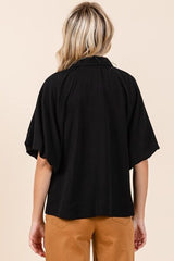 Mittoshop Airflow Short Bubble Sleeve Button Down Shirt OutfitFlow