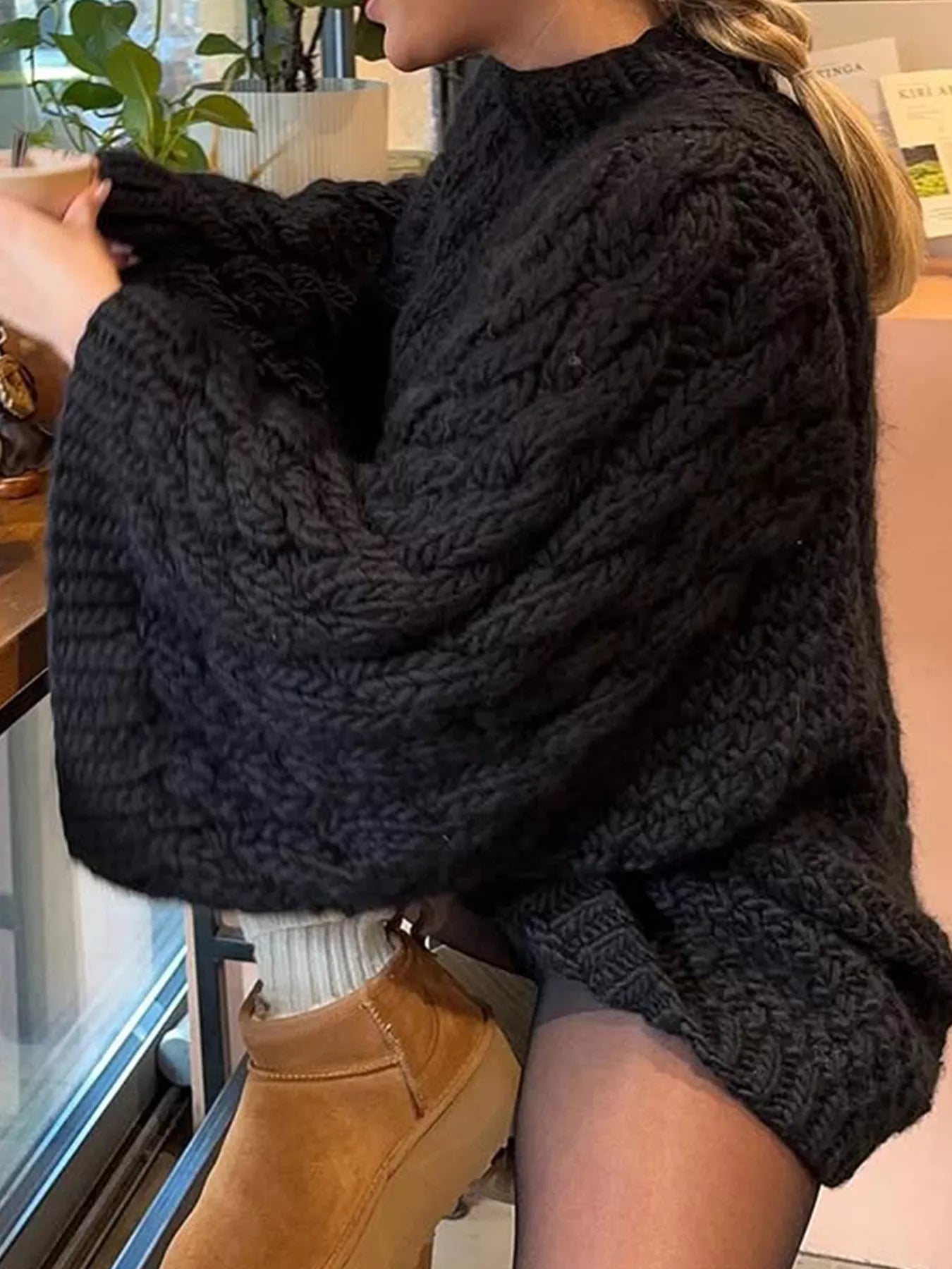 Cable Knit Round Neck Sweater OutfitFlow