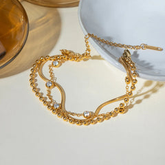18K Gold-Plated Layered Inlaid Zircon Bracelet OutfitFlow