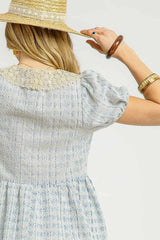 Umgee Lace Detail Short Puff Sleeve Mini Dress OutfitFlow