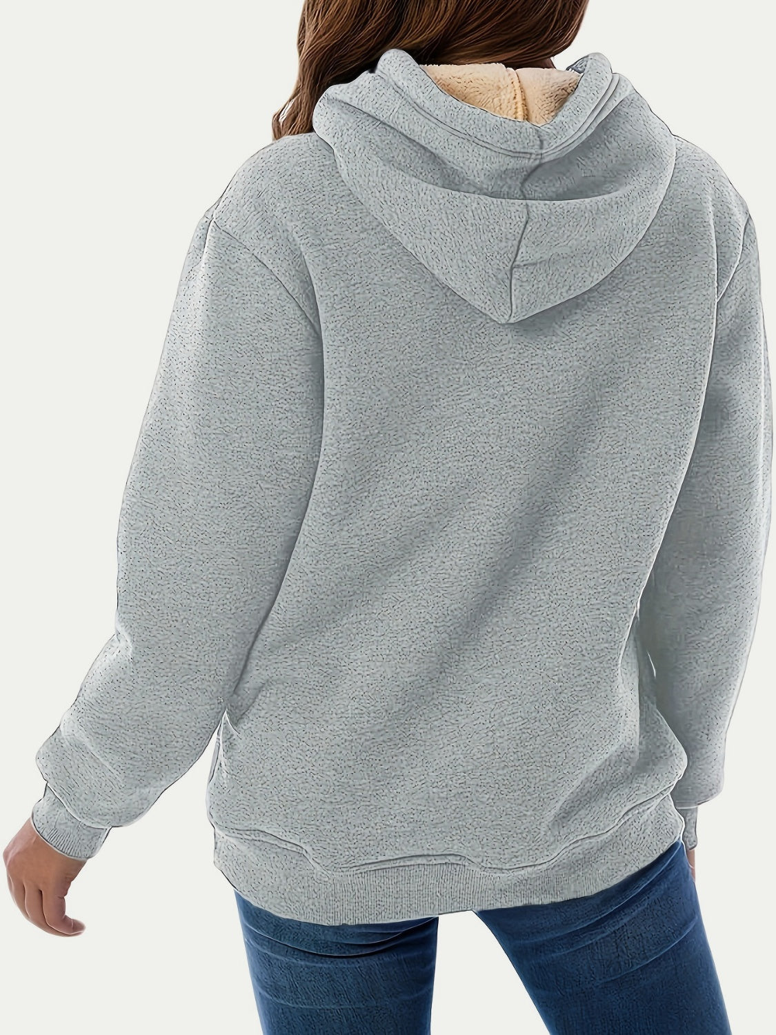 Drawstring Long Sleeve Hoodie with Kangaroo Pocket OutfitFlow