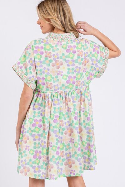 Floral Babydoll Short Sleeves Dress OutfitFlow