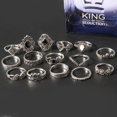 Outfit Flow - 15 Piece Alloy Vintage Ring Set