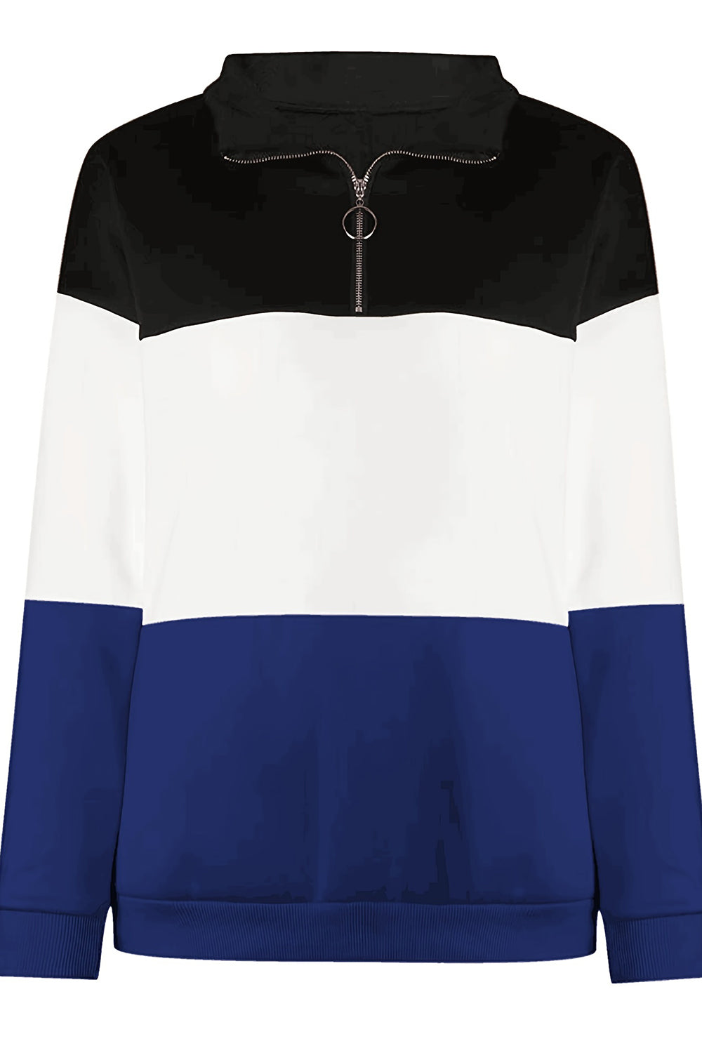 Outfit Flow - Full Size Color Block Quarter Zip Long Sleeve Sweatshirt