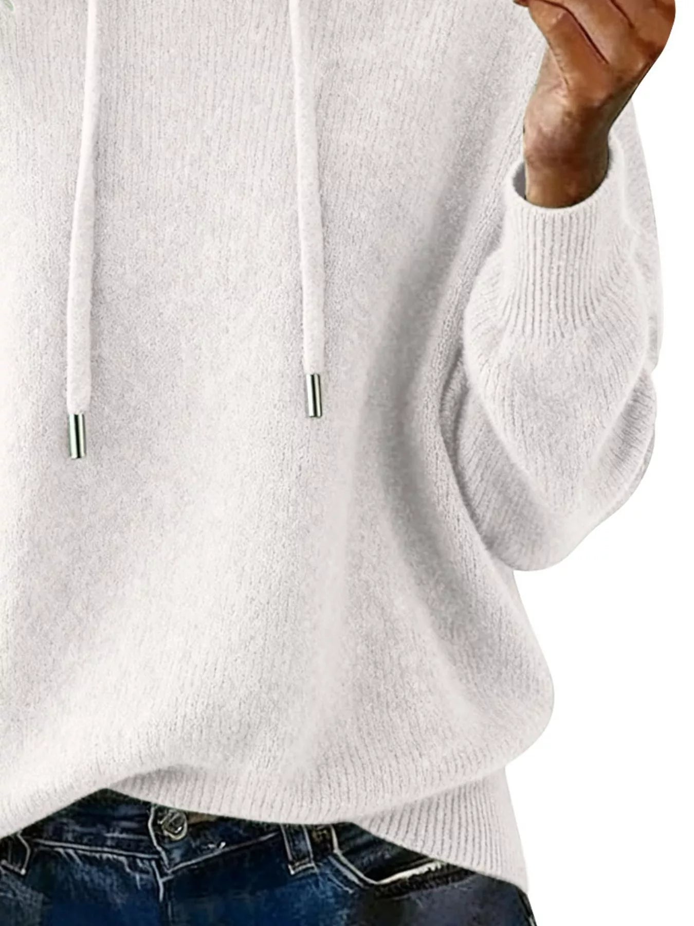 Drawstring Long Sleeve Hooded Sweater Trendsi