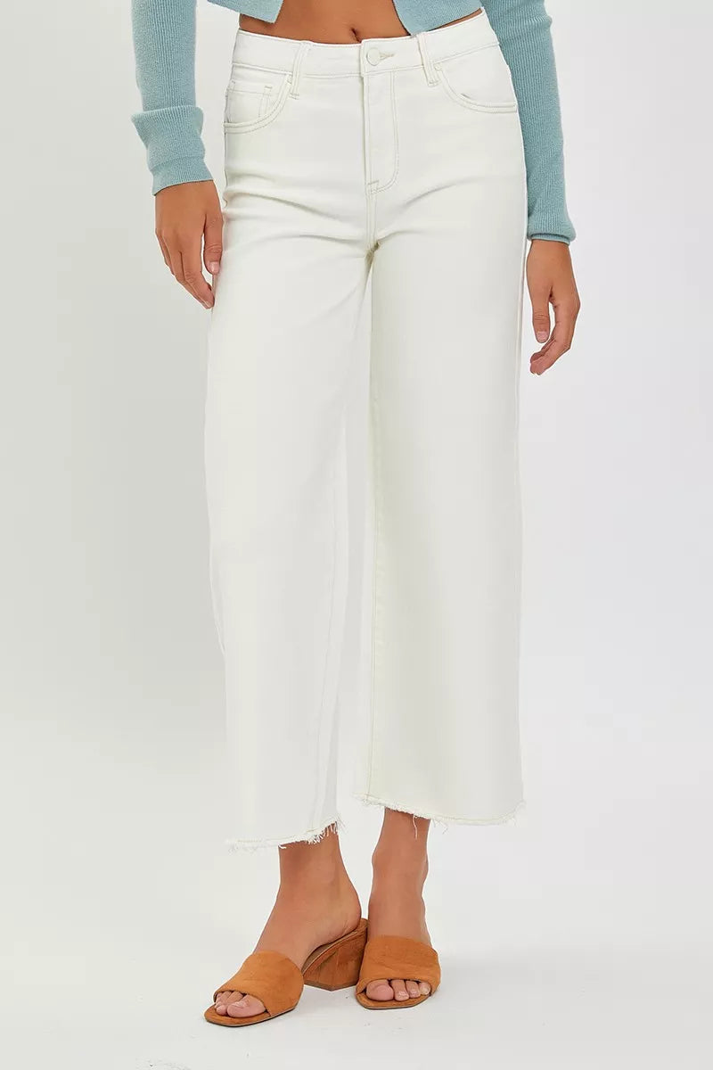 RISEN Tummy Control High Rise Crop Wide Jeans OutfitFlow