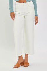 RISEN Tummy Control High Rise Crop Wide Jeans OutfitFlow