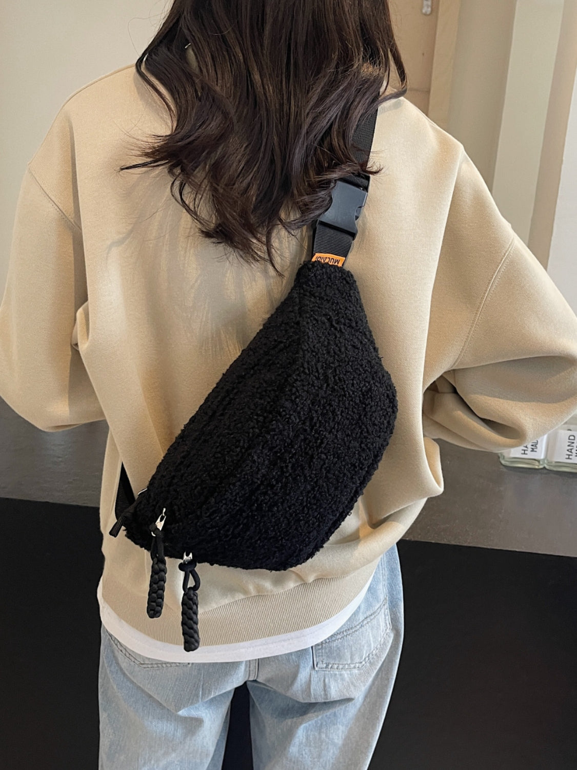 Outfit Flow - Sherpa Crossbody Bag with Adjustable Strap