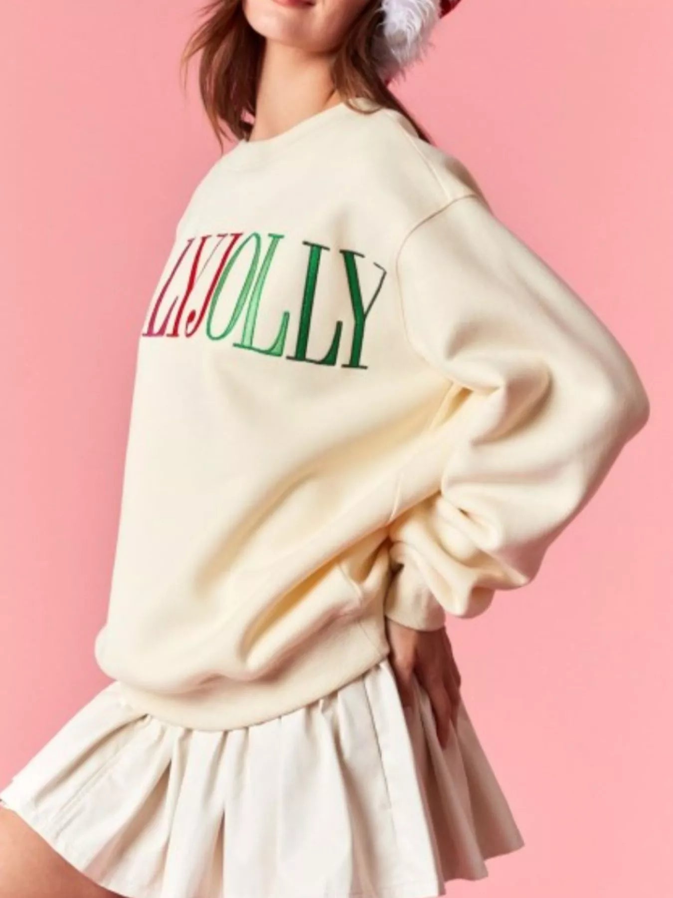 Holly Jolly Crew Neck Christmas Sweatshirt OutfitFlow