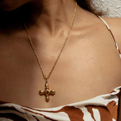 18K Gold-Plated Cross Pendant Necklace Gold One Size OutfitFlow