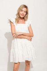 And The Why Origami Pleating Ruffled Sleeve Tiered Dress OutfitFlow