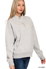 Zenana Fleece Half Zip Sweatshirt OutfitFlow