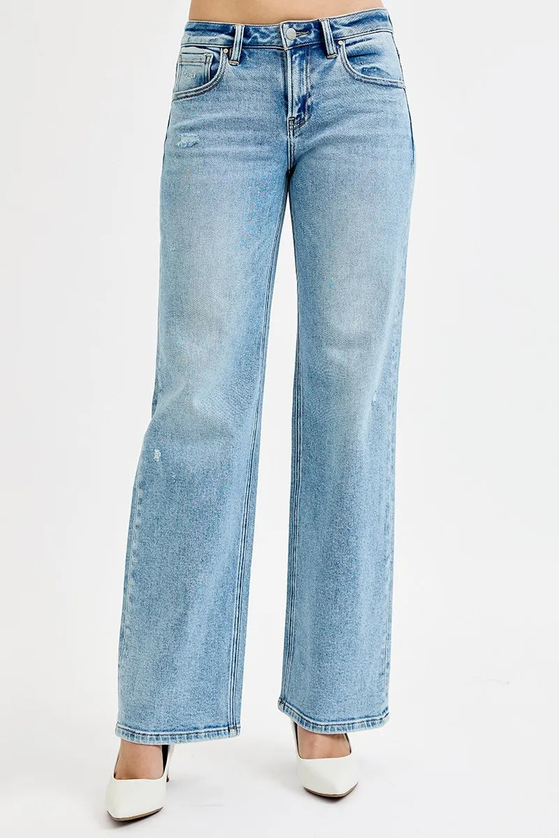 RISEN Full Size Low Rise Ankle Boyfriend Distressed Jeans Plus Size MEDIUM OutfitFlow