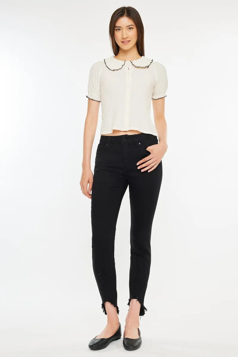 Kancan High Rise Black Ankle Skinny Jeans OutfitFlow