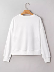 CLASSY UNTIL KICKOFF Plush Letter Patched Loose Sweatshirt OutfitFlow