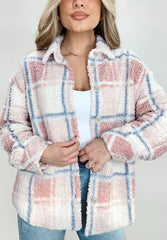 Outfit Flow - Plaid Button Up Collared Neck Sherpa Jacket