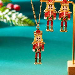 Christmas 18K Gold-Plated Nutcracker Pendant Necklace OutfitFlow