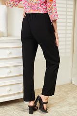 Shiny Pull-On Pants with Pockets OutfitFlow