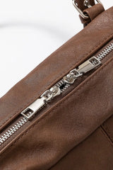 Fame Multi Grommet Belt Strap Rustic Rectangular Hand Bag OutfitFlow