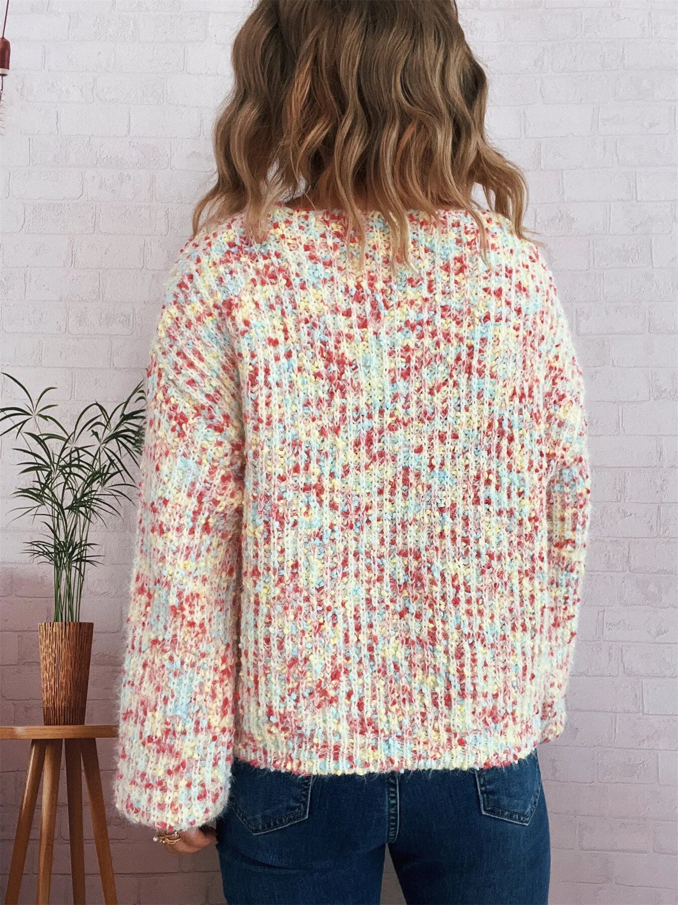Colorful Long Sleeve Sweater Trendsi