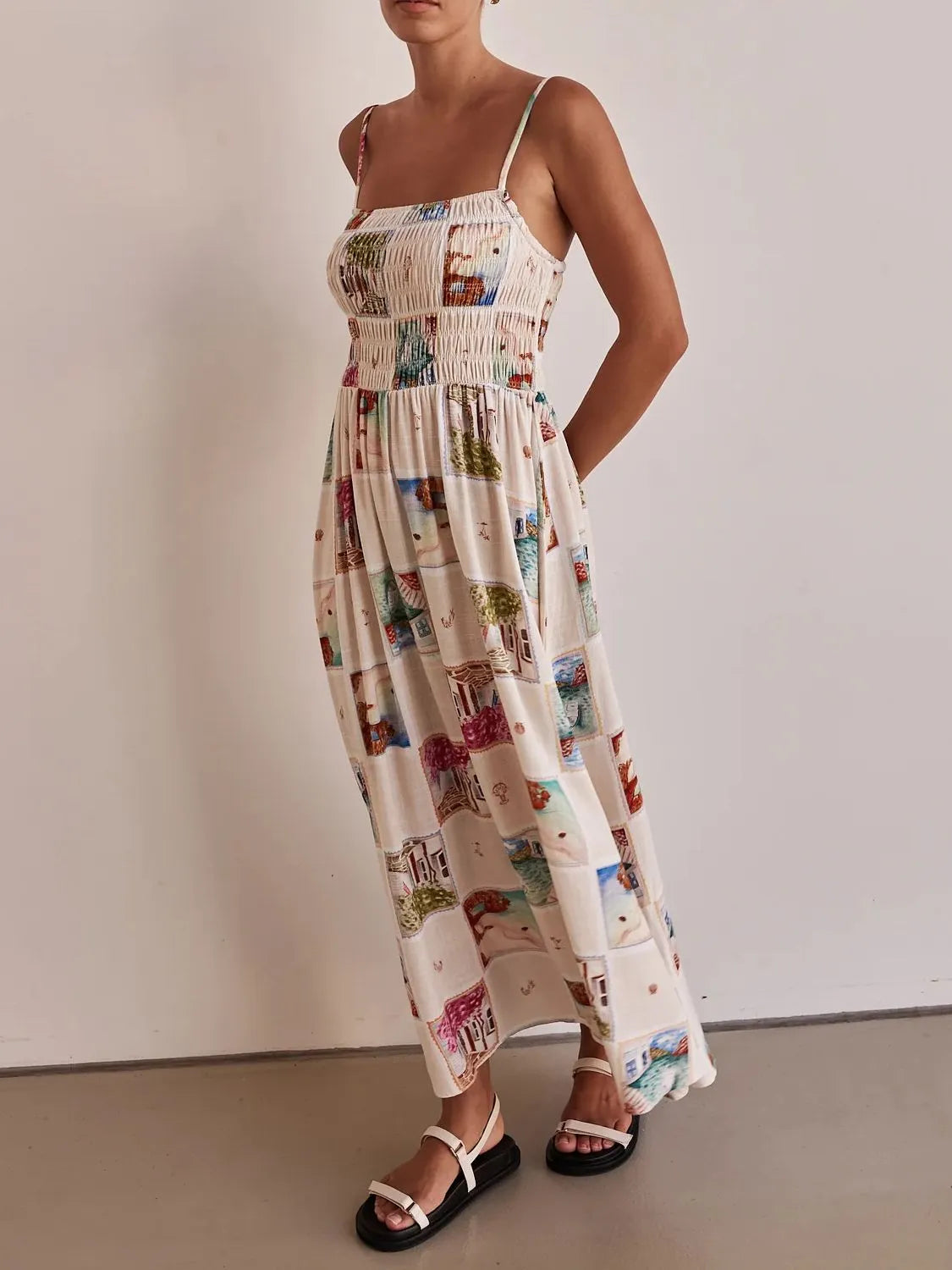 Smocked Square Neck Cami Dress OutfitFlow