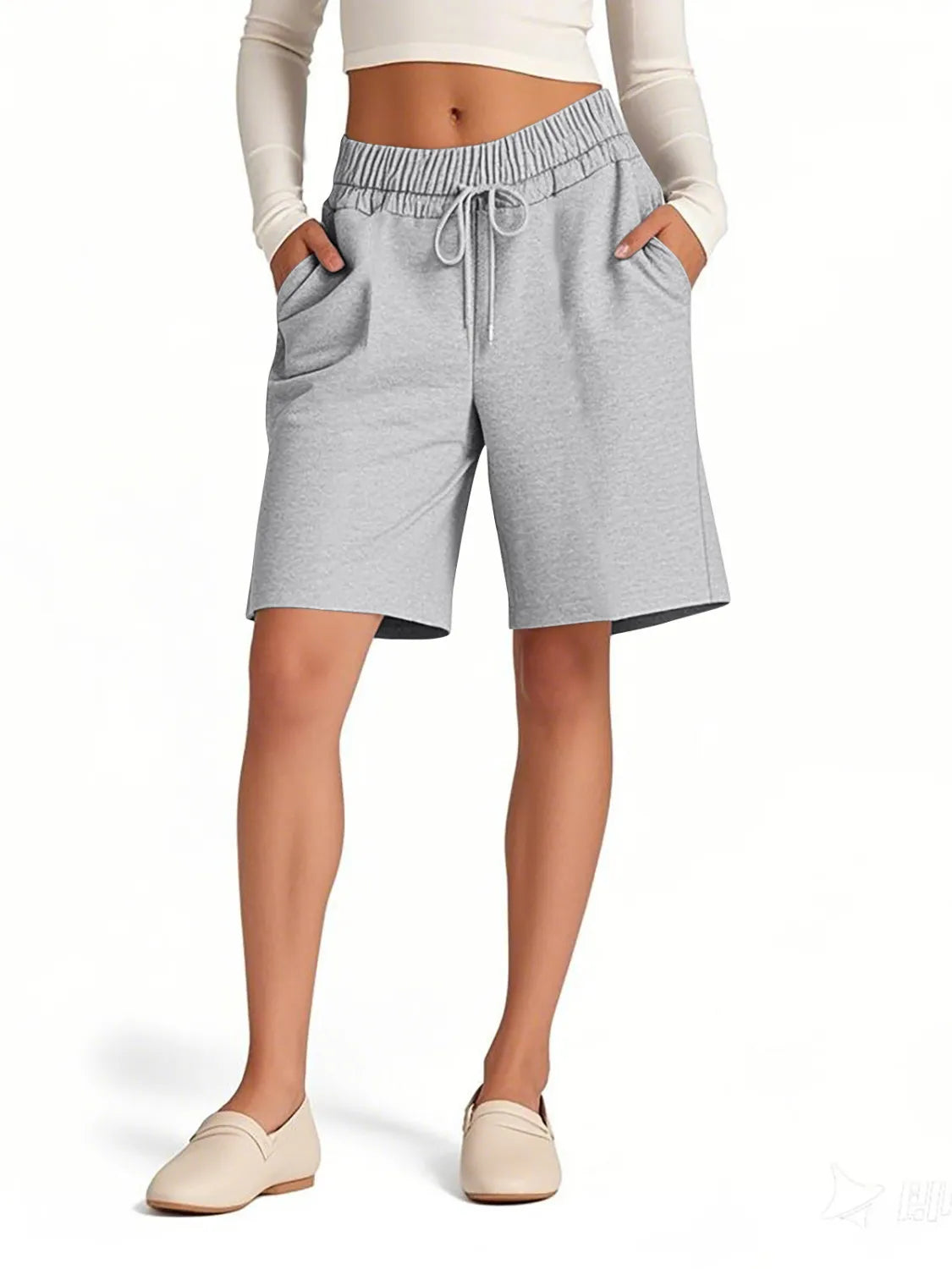 Drawstring Shorts with Pockets OutfitFlow