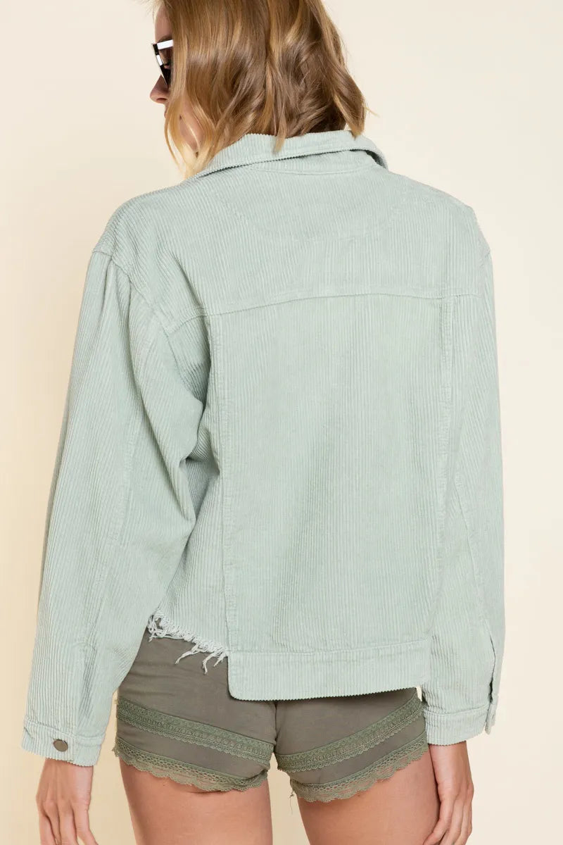 POL Button Down Corduroy Trucker Jacket OutfitFlow