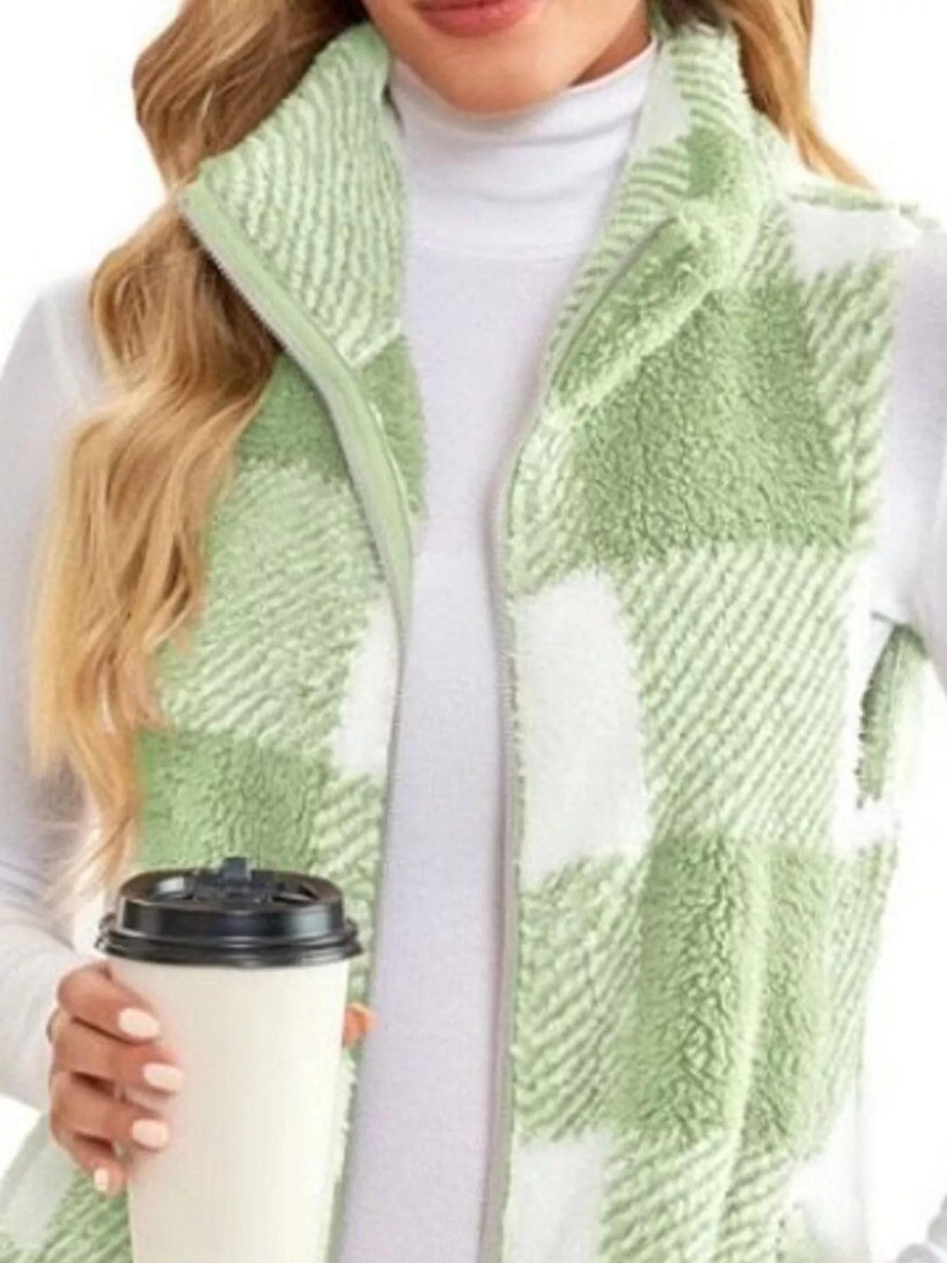 Full Size Color Block Zip Up Vest Coat Plus Size OutfitFlow