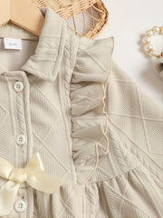 Children's Ruffled Bow Collared Neck Dress OutfitFlow