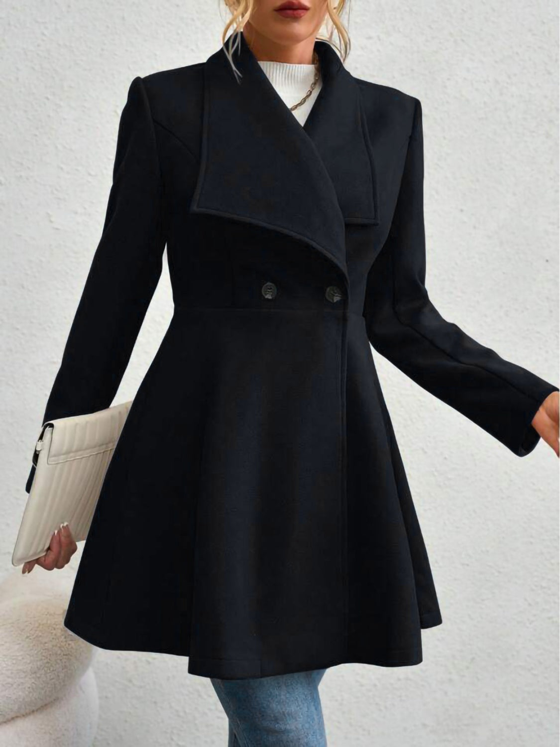 Outfit Flow - Collared Neck Button Up Long Sleeve Coat