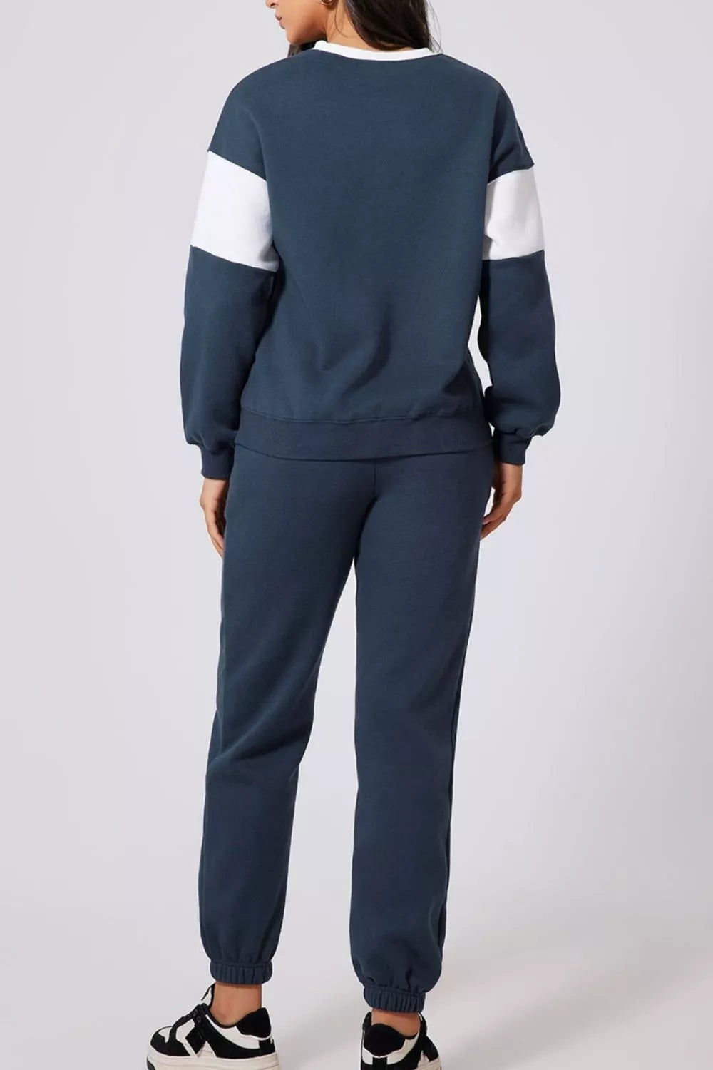 Drop Shoulder Loose Sweatshirt and Joggers Active Set OutfitFlow
