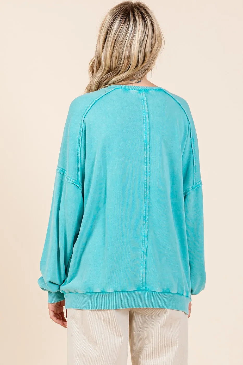 Mittoshop Vintage Textile Flower Patch Mineral Wash Pullover Sweatshirt OutfitFlow